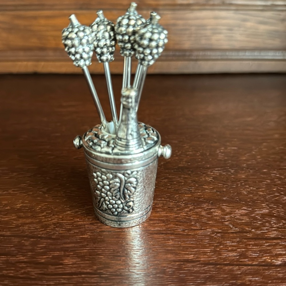 NWOT- Champagne Cocktail Pick Set- from France. Silver plated.